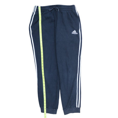 Adidas Mens Blue Large Fleece Joggers with Logo and Drawstring Waist