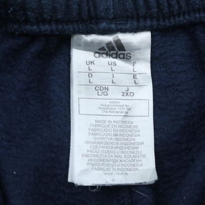 Adidas Mens Blue Large Fleece Joggers with Logo and Drawstring Waist