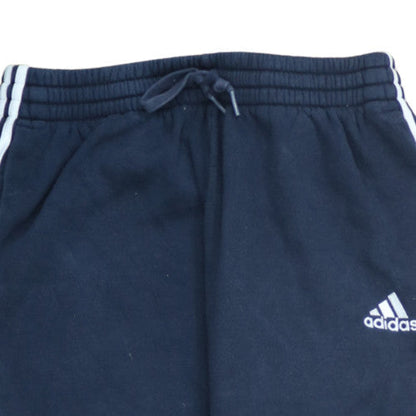 Adidas Mens Blue Large Fleece Joggers with Logo and Drawstring Waist