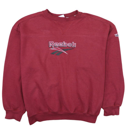 Reebok Men's Red Embroidered Logo Sweatshirt Size L Retro Pullover
