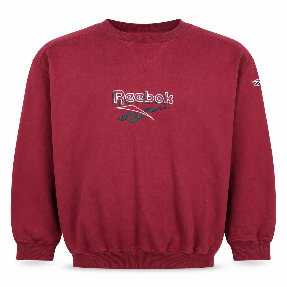 Reebok Men's Red Embroidered Logo Sweatshirt Size L Retro Pullover
