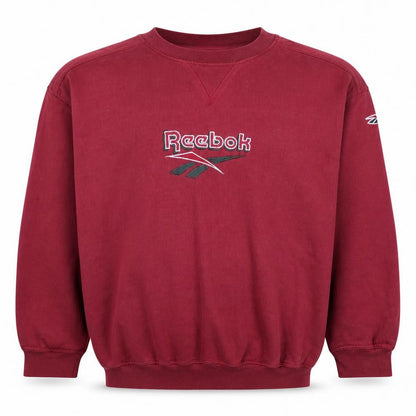 Reebok Men's Red Embroidered Logo Sweatshirt Size L Retro Pullover