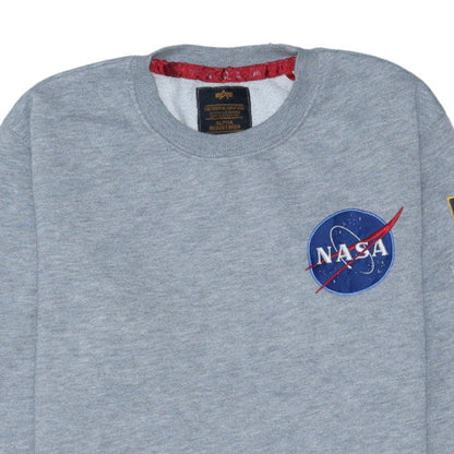 Alpha Industries Men's Grey NASA Crew Neck Sweatshirt Size S