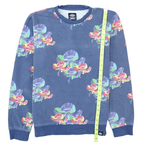 Dickies Mens Blue Floral Crew Neck Cotton Sweatshirt Size M