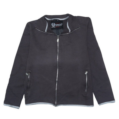 Belstaff Women Black Full Zip Hoodie Jacket Size L Logo Embroidered