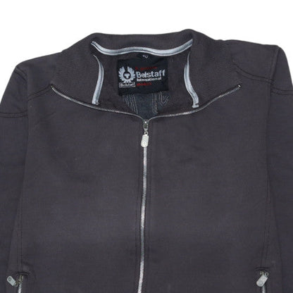 Belstaff Women Black Full Zip Hoodie Jacket Size L Logo Embroidered