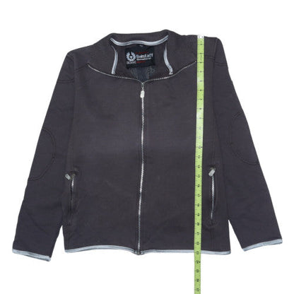 Belstaff Women Black Full Zip Hoodie Jacket Size L Logo Embroidered