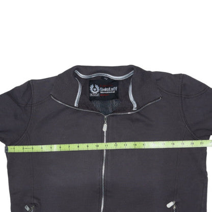 Belstaff Women Black Full Zip Hoodie Jacket Size L Logo Embroidered