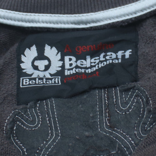 Belstaff Women Black Full Zip Hoodie Jacket Size L Logo Embroidered