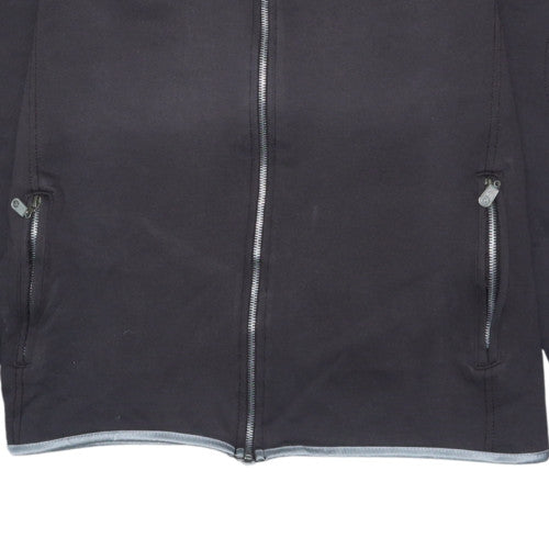 Belstaff Women Black Full Zip Hoodie Jacket Size L Logo Embroidered