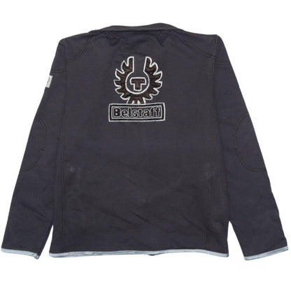 Belstaff Women Black Full Zip Hoodie Jacket Size L Logo Embroidered