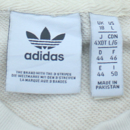 Adidas Women Beige Athletic League Crew Neck Sweatshirt Size 18