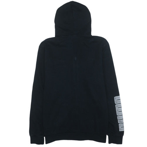 Puma Womens Black L Full Zip Hoodie with Logo Print