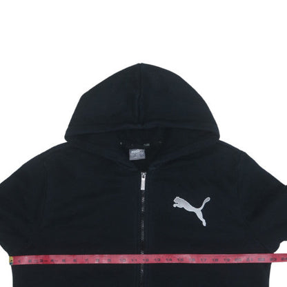 Puma Womens Black L Full Zip Hoodie with Logo Print