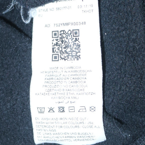 Puma Womens Black L Full Zip Hoodie with Logo Print