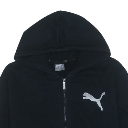 Puma Womens Black L Full Zip Hoodie with Logo Print
