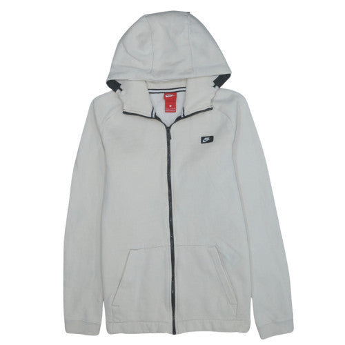Nike Men's White Full Zip Hoodie M Fleece Sweatshirt