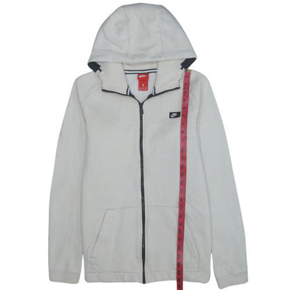 Nike Men's White Full Zip Hoodie M Fleece Sweatshirt