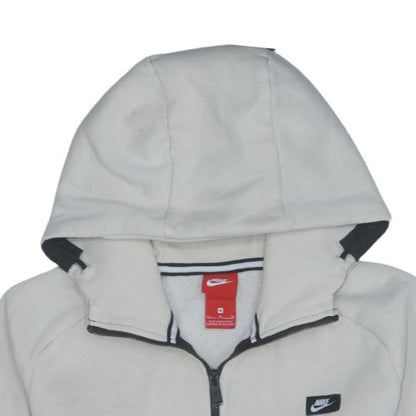 Nike Men's White Full Zip Hoodie M Fleece Sweatshirt