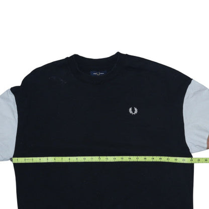 Fred Perry Men's Black Colourblock Crew Neck Sweatshirt L