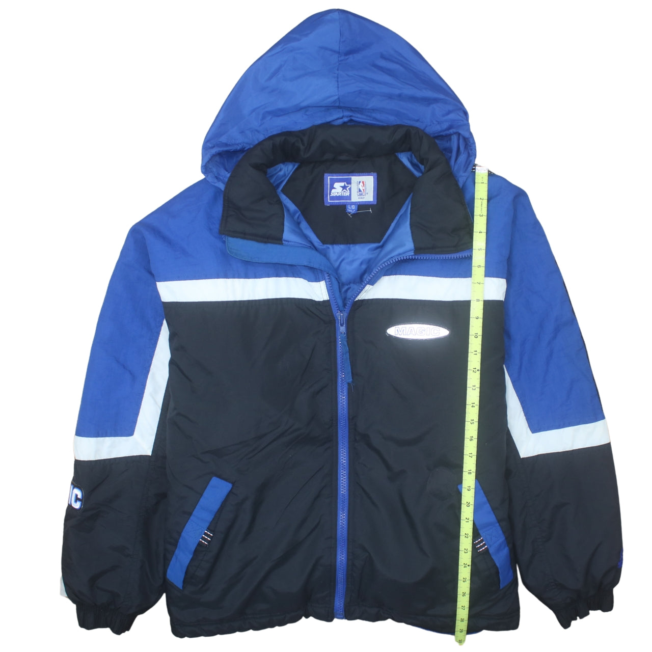 Starter Mens Blue Orlando Magic Hooded Puffer Jacket L 90s NBA Vintage