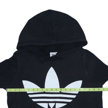 Adidas Women Black Trefoil Hoodie Size 14 Pullover Cotton Sweatshirt