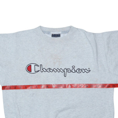 Champion Womens Grey Small Pullover Sweatshirt Logo Crew Neck