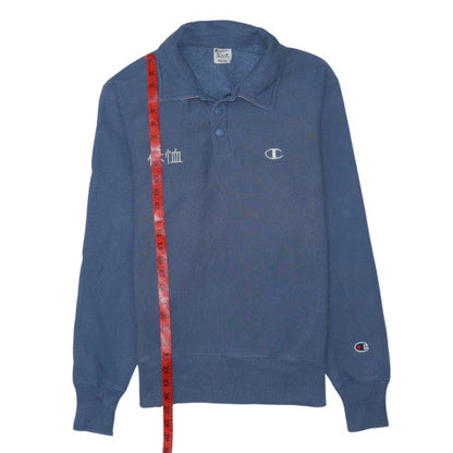 Champion Men's Blue Henley Sweatshirt Long Sleeve Medium
