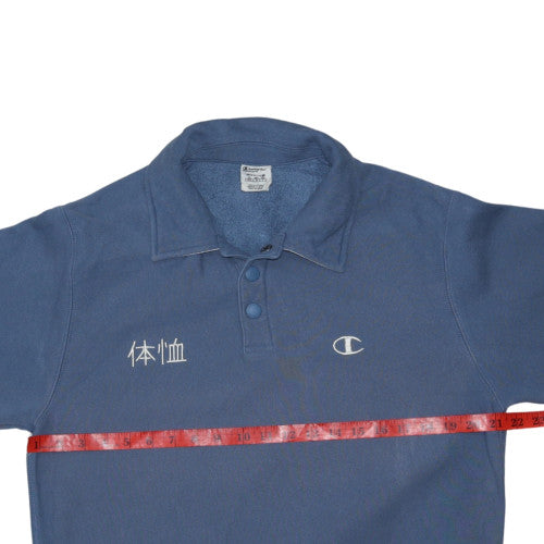 Champion Men's Blue Henley Sweatshirt Long Sleeve Medium