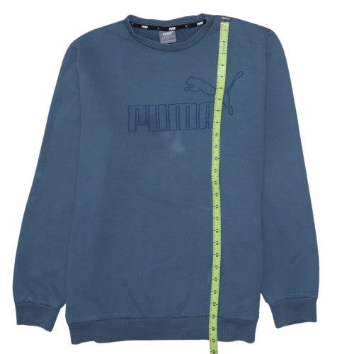 Puma Men's Blue Crew Neck Logo Sweatshirt Size L Regular Fit