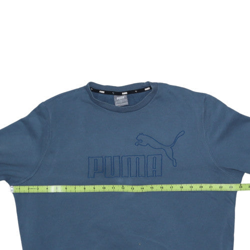 Puma Men's Blue Crew Neck Logo Sweatshirt Size L Regular Fit