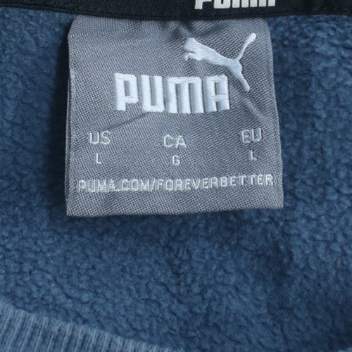 Puma Men's Blue Crew Neck Logo Sweatshirt Size L Regular Fit