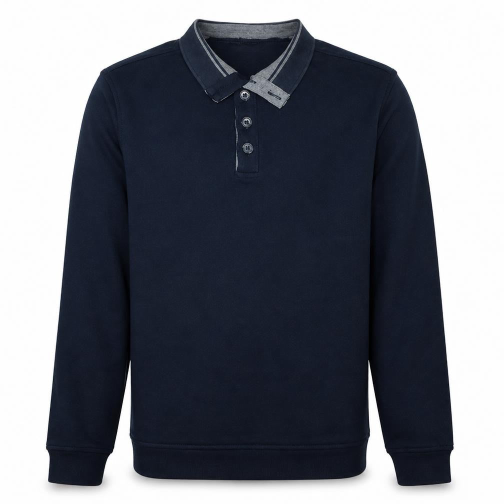 Hugo Boss Men’s Blue Collared Henley Sweatshirt XL Regular Fit