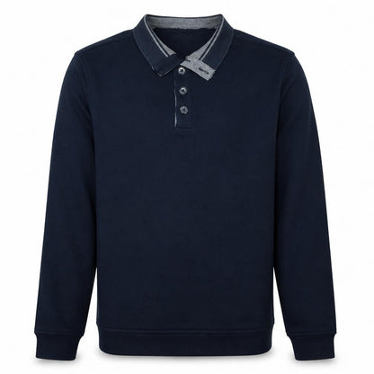 Hugo Boss Men’s Blue Collared Henley Sweatshirt XL Regular Fit