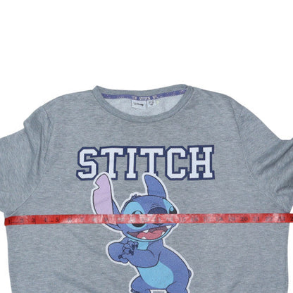 Disney Womens Grey Stitch Sweatshirt L 14/16 Crew Neck Pullover