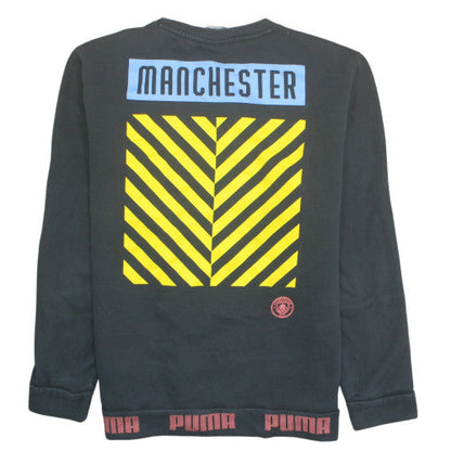 Puma Men's Black Manchester City Crew Neck Sweatshirt L Graphic Logo