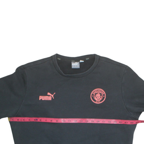 Puma Men's Black Manchester City Crew Neck Sweatshirt L Graphic Logo