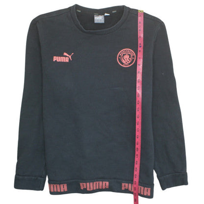 Puma Men's Black Manchester City Crew Neck Sweatshirt L Graphic Logo