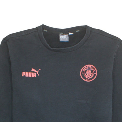 Puma Men's Black Manchester City Crew Neck Sweatshirt L Graphic Logo