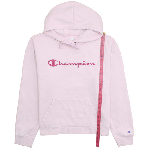 Champion Women's Pink Pullover Hoodie L Fleece Logo Sweatshirt
