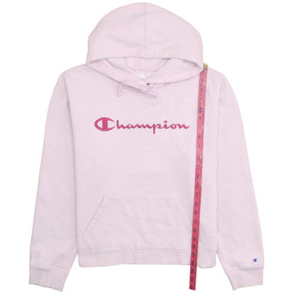 Champion Women's Pink Pullover Hoodie L Fleece Logo Sweatshirt