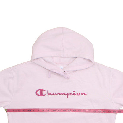 Champion Women's Pink Pullover Hoodie L Fleece Logo Sweatshirt