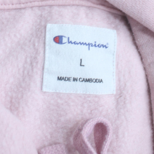 Champion Women's Pink Pullover Hoodie L Fleece Logo Sweatshirt