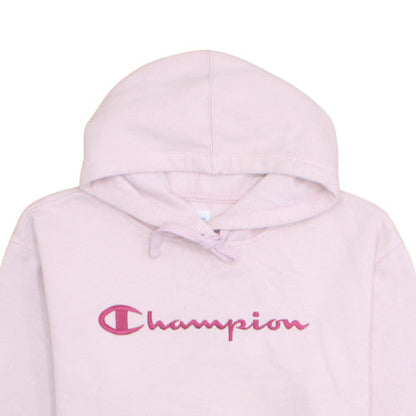 Champion Women's Pink Pullover Hoodie L Fleece Logo Sweatshirt