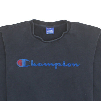 Champion Womens Black XL Pullover Sweatshirt Crew Neck Logo Casual