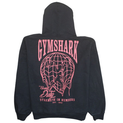 Gymshark Womens Black XXL Pullover Hoodie with Logo Graphic Print