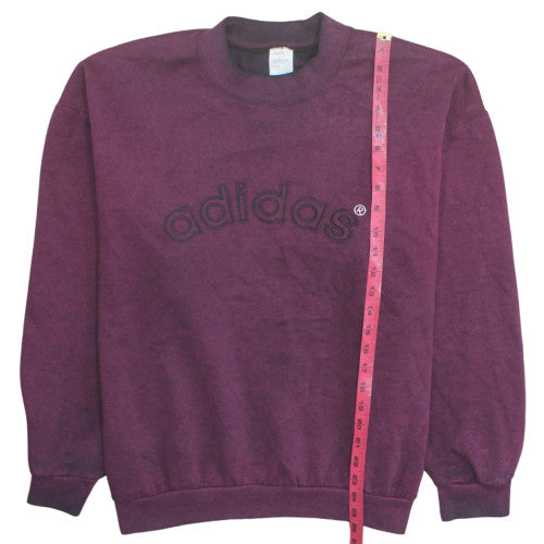 Adidas Mens Purple Crew Neck Logo Sweatshirt L Vintage Pullover