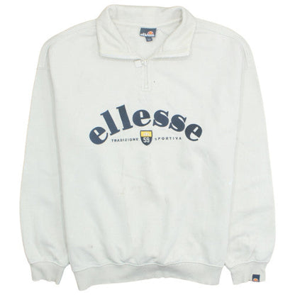 Ellesse Womens Beige 1/4 Zip Pullover Sweatshirt UK M