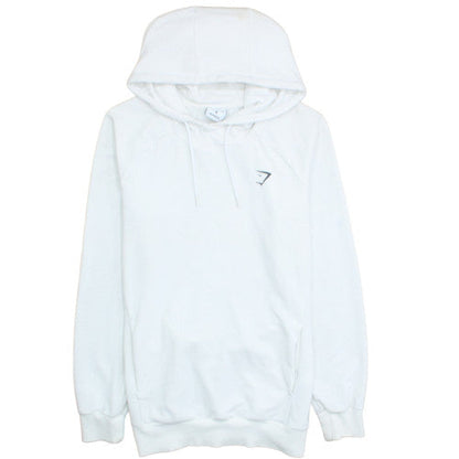 Gymshark Women White Pullover Hoodie M Cotton Blend Activewear