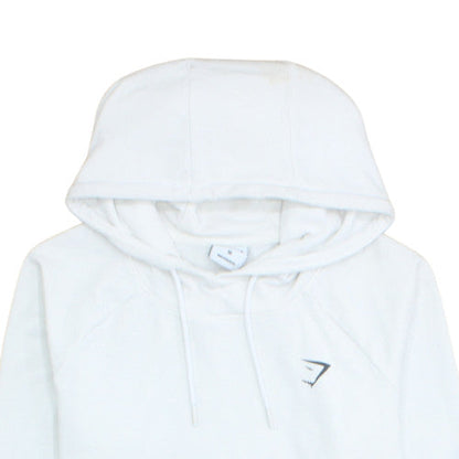 Gymshark Women White Pullover Hoodie M Cotton Blend Activewear